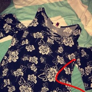 Off the shoulder baby blue flower shirt